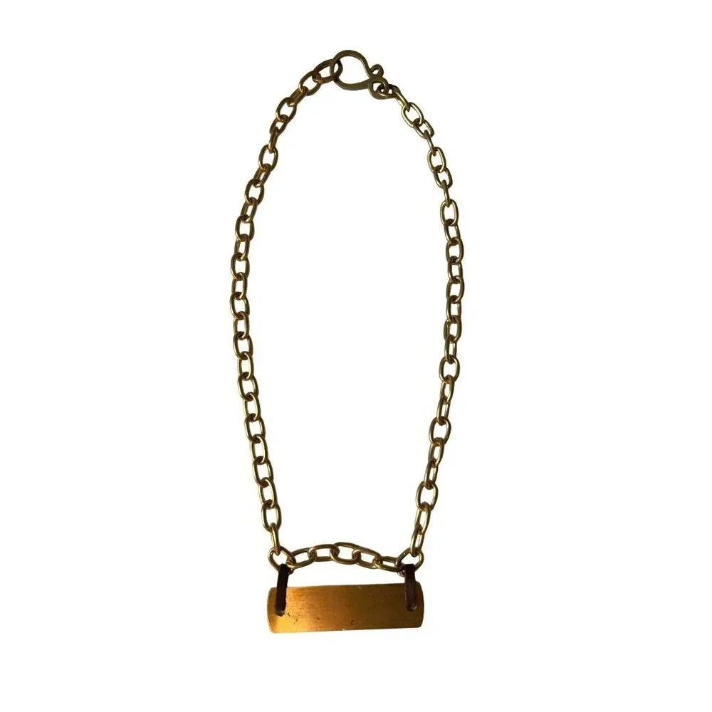 Brass Chain Link Nameplate Necklace - Picture 2 of 8